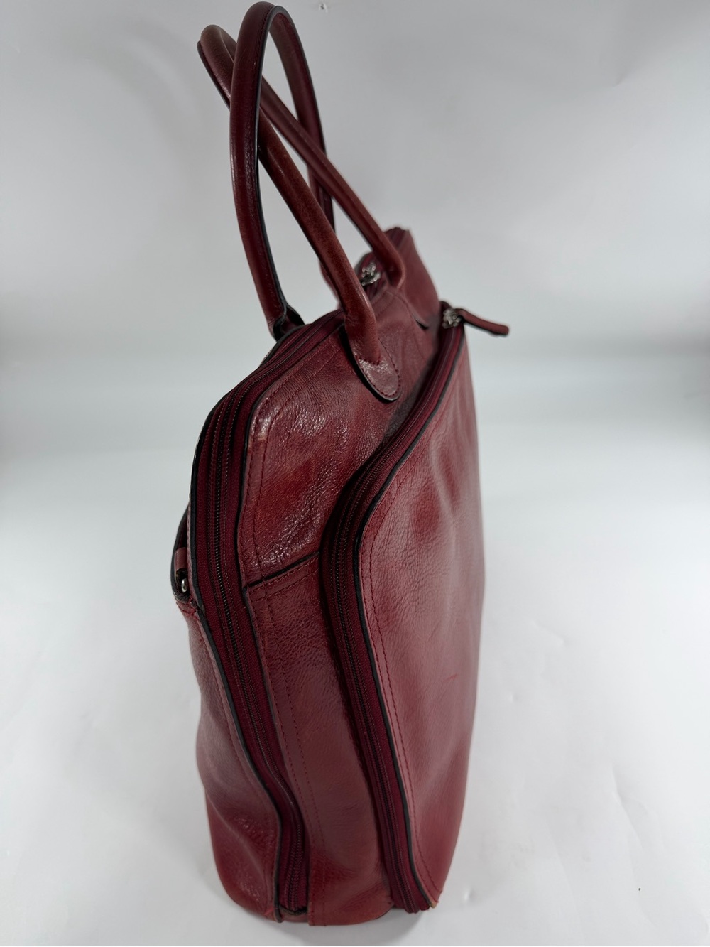 Wilsons Leather Burgundy Laptop Tote Business Briefcase Organizer Quiet Luxury - Picture 4 of 16